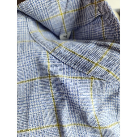 Lands End Baird McNutt Irish Linen Mens Button Up Sz 15.5/34 plaid beach summer - Picture 4 of 8
